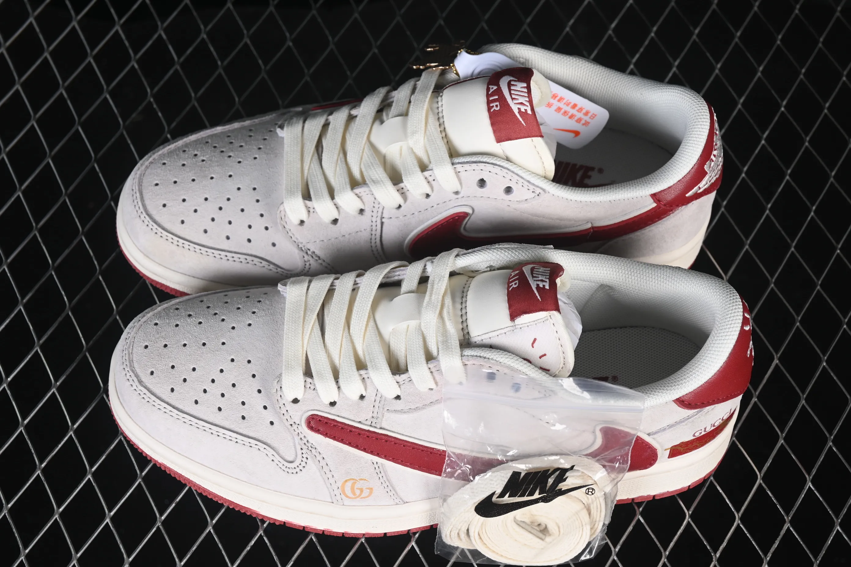 All categories Air Jordan Jordan series basketball shoes Air Jordan 1 Low High-end customized low-top sneakers Air Jordan 1 Low AJ1 Joe 1 Year of the Horse limited edition burgundy gray high-end customized low-top retro basketball shoes XZ6668-056